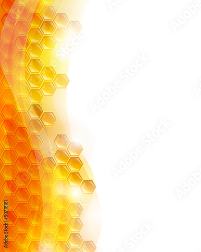 Naklejka dekoracyjna Vector Background with Honeycombs and the Bees