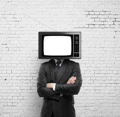 man with tv head