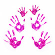 Hand prints of father, mother and child. Together concept.