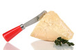 © Africa Studio - Piece of Parmesan cheese with knife isolated on white