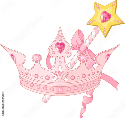 Naklejka dekoracyjna Princess crown and magic wand