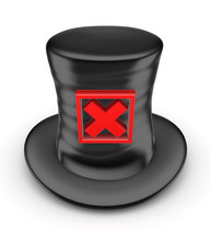 Black Top-hat With Red Cross Mark.