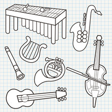 Vector Doodle Musical Instruments Collection