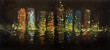 painting of a city at night