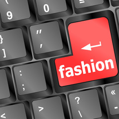 Poster - Computer keyboard with fashion words - social background