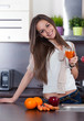 Young woman drinking fresh juice