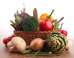 Poster - wicker basket with vegetables