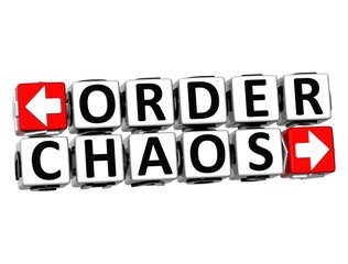 Poster - 3D Order Chaos Button Click Here Block Text
