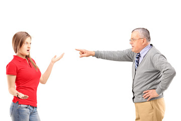 Poster - Angry father pointing at his daughter