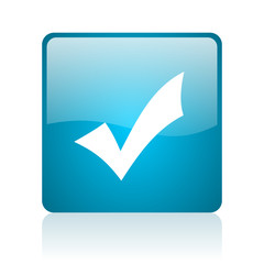 Aufkleber - accept blue square web glossy icon