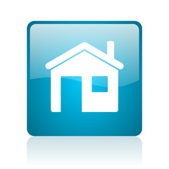 Aufkleber - home blue square web glossy icon