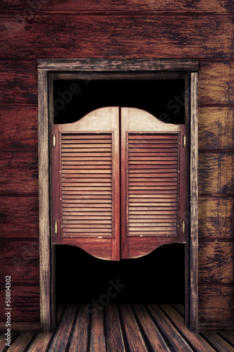 Naklejka - mata magnetyczna na lodówkę Old vintage wooden saloon doors