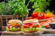 Closeup of two burgers made ​​from fresh vegetables