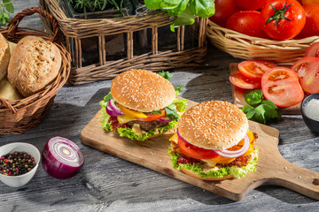 Two burgers made ​​from fresh vegetables