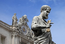 Statue Of Saint Peter The Apostle In Rome, Italy