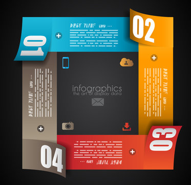 Infographic design template with paper tags