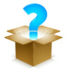 Mystery Box - Question Mark Floating Out of Cardboard Box