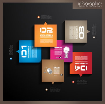 Infographic design template with paper tags