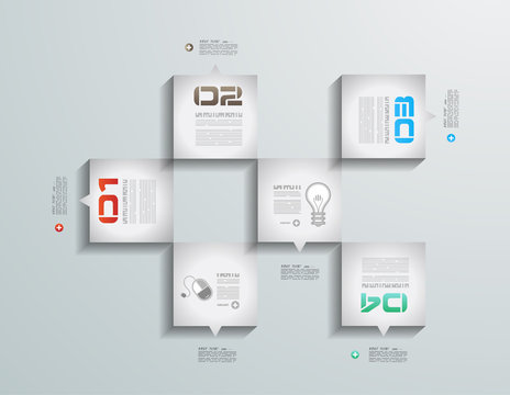 Infographic design template with paper tags