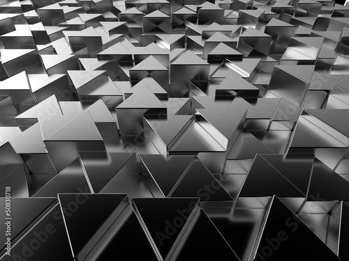 Fototapeta na wymiar Shiny triangular metal bars background