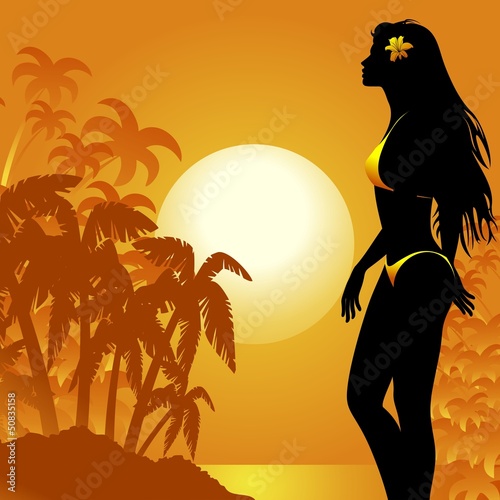 Girl Beauty on Tropical Sunset-Ragazza e Tramonto Tropicale