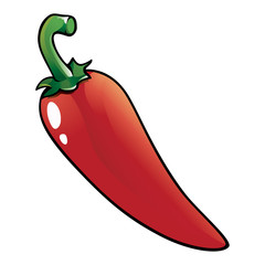 Red hot chili pepper with cartoon outline.