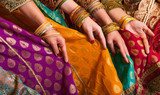 Fototapeta Mapy - Bollywood dancers in sari