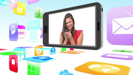 Poster - Montage of women using media devices on smartphone