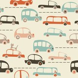 seamless cartoon map of cars and traffic