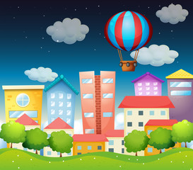 Poster - An air balloon at the city