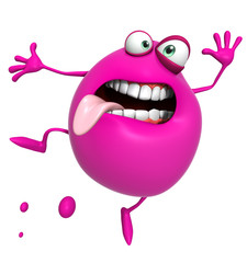 3d cartoon cute pink monster