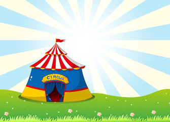 Poster - A circus tent at the top of the hill