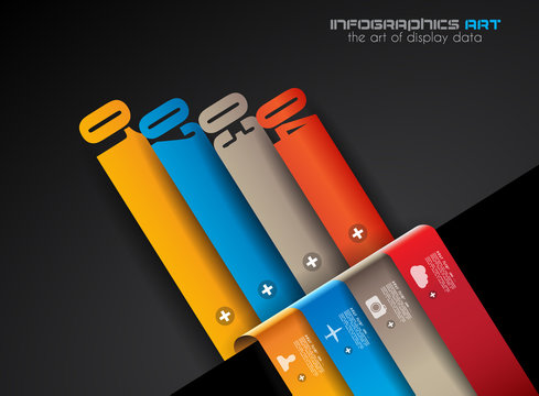 Infographic design template with paper tags.