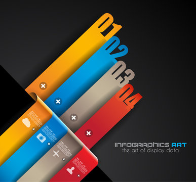Infographic design template with paper tags.