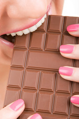 Poster - fun woman eating chocolate