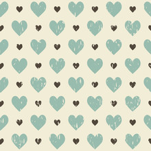 Retro Seamless Pattern With Hearts