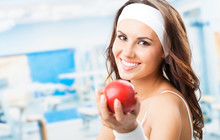 Woman With Apple, At Fitness Center