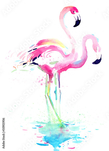 Naklejka - mata magnetyczna na lodówkę flamingo