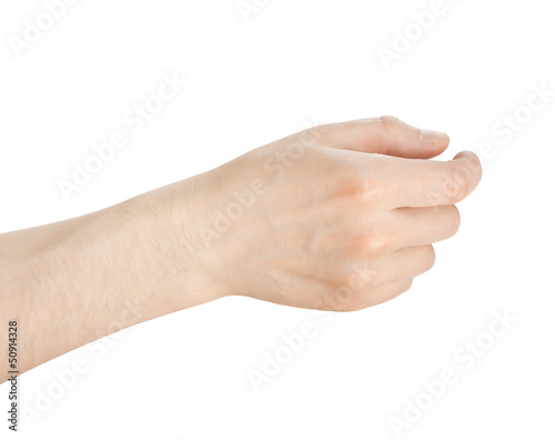 Fotografie, Obraz hand hold something on a white background