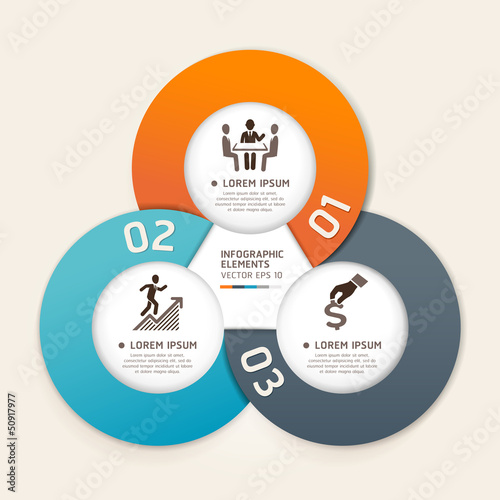 Fotografía Modern business circle origami style options banner. Vector