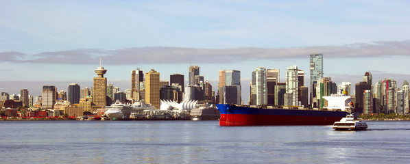 Wall Mural - Vancouver Canada panoramic cityscape with ships