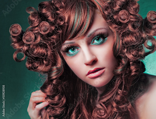 Naklejka - mata magnetyczna na lodówkę Extrem styling portrait / haircolors 29_2