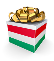 Wall Mural - Giftbox with hungarian flag.