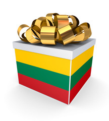 Poster - Giftbox with lithuanian flag.