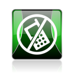 Aufkleber - no phones black and green square web glossy icon
