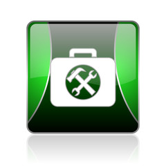 toolkit black and green square web glossy icon