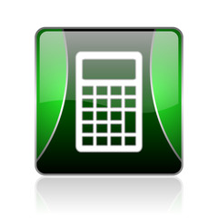 Poster - calculator black and green square web glossy icon