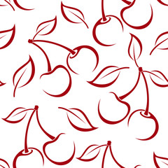 Sticker - Seamless background with cherry silhouettes. Vector illustration
