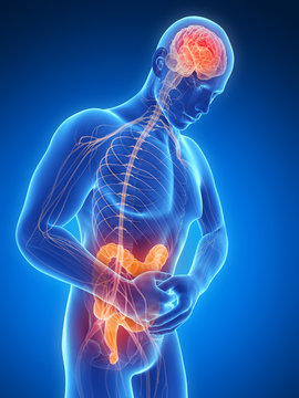 3d rendered illustration of a man having bellyache