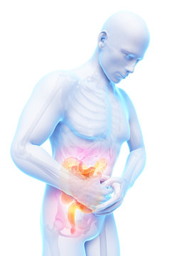 3d rendered illustration of a man having bellyache
